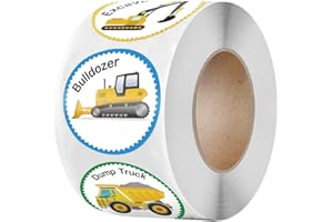 DARTSZ Construction Vehicle Reward Stickers, Trucks Excavators Tractors Sticker Label, for Boys Party Favors, Teacher Award，Envelope Seals,Goodie Bags