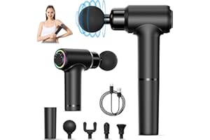 Bwaliffury Pistola de Masaje Muscular, Pistola Masajeadora Muscular con Mango Extensible Desmontable, 6 Niveles Ajustables, 4 Cabezales de Masaje, Pistola Masaje Massage Gun Profesional Para el Hogar