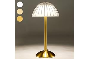 HEQET Cordless Table Lamps for Home,Table,Dining Room, Gold Rechargeable Lamps, USB Charge 12'' Tall LED Brass Portable Outdoor Indoor Table Lamp with Built-in Dimmer (Gold)