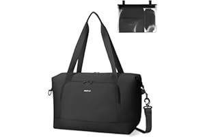 ECOHUB Borsone da Viaggio Pieghevole, Borsa da Viaggio Resistente All'acqua 40x30x20 per Ryanair, Bagaglio a Mano con Tasca Rimovibile per Oggetti Bagnati per Donna e Uomo,24L Nero