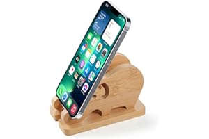 FadyDail Bambusowy słoń stojak na telefon na biurko, zdejmowany drewniany stojak na telefon komórkowy drewniany uchwyt na biurko uchwyt na telefon komórkowy biurko stacja dokująca do iPhone Samsung HUAWEI Xiaomi wszystkie telefony