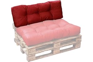 bananair - Cuscini per Pallet - Tessuto Idrorepellente e Anti-UV - Molto Confortevole, Imbottito in Schiuma - Cuscini per Divano Esterno Giardino (Cuscino di Schienale 120x40 cm, Rosso)