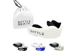 Battle Ready Mouthguard with Case, Adult and Kids, Gum Shield for Rugby, Hockey, MMA, Boxing, Lacrosse, Martial Arts, Football, White, Adult Mouth Guard