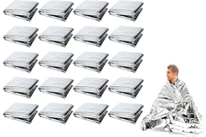 Kellegour 20 pcs Emergency Survival Blanket,140cm x 210cm Silver Survival Reflective Thermal First Aid Foil Blanket,Emergency Thermal Blankets for Outdoors,Camping,Hiking,Survival,Marathons