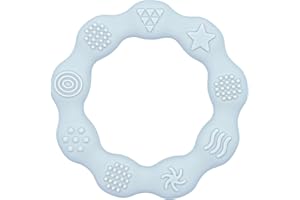BOSKO Beißring Baby aus Silikon - Greifling, Beißspielzeug für Babys | BPA-frei | Beissring Zahnungshilfe, Hellblau