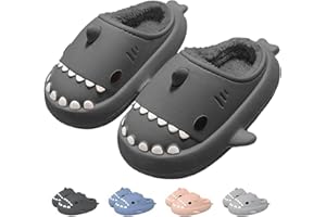 IDEINER Invernali Squalo Pantofole Donna Uomo Fodera di Peluche Termiche Squalo Ciabatte Memory Foam Shark Slides Slippers Unisex Adulti Taglia 36-45