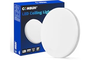 Combuh Lampa sufitowa LED, naturalna biel, 4000 K, 30 cm, jasna 48 W, wodoodporność IP44, okrągłe, nowoczesne oświetlenie do kuchni, salonu, dachu, biura