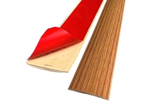 ZAYEJOD Tira de transición de suelo de PVC de 4 m, tiras autoadhesivas de PVC para piso, divisor de puerta de suelo, perfil laminado plano, tira de unión para puerta (5 cm, grano de madera de roble amarillo)