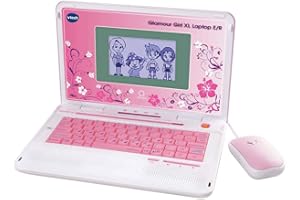‎VTECH Vtech Glamour Girl XL Laptop E/R - Lerncomputer mit 240 Lernspielen zum Lernen von Fremdsprachen, Mathematik, Wissenschaften u. v. m. - Für Kinder von 7-9 Jahren
