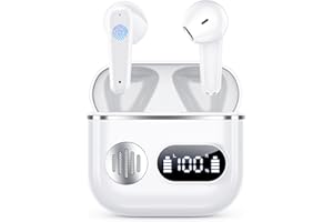 PAEKOLE Cuffie Bluetooth,Auricolari Bluetooth 6.0 - Cuffie Wireless con 6 ENC Cancellazione Rumore Mics, Cuffie in Ear 48 Ore di Riproduzione, Cuffiette Senza Filo Stereo HiFi per iOS/Android - Bianco