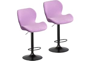 XGANGM Elasticizzato Copri Sedie Bar-Fodere Sgabello Bar con Schienale Fodere per Sgabelli da Bar Coprisgabelli Cucina Pranzo Girevoli Moderno Velluto Curvo Copertura Sgabello Bar,Light Purple,2PCS