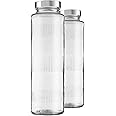 Vency 750ml Glass Water Bottle with Leak-Proof Airtight Stainless Steel Lid for Water, Smoothie, Juices (Set Of 2)