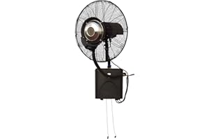 O'FRESH Spray Mist Fan Outdoor Wall Fan Water Mist Terrace Garden Outdoor 180 Watt Oscillating 3 Levels Refreshes Instantly Repels Mosquitoes Capacity: 80 m²