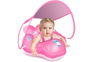 ‎LAYCOL LAYCOL Schwimmring Baby mit abnehmbarem Sonnendach, Kinder Schwimmreifen Baby Anti-Umkippen Aufblasbare Schwimmsitz das Schwimmbad Schwimmtrainer Baby Float für Baby ab 3-36 Monate