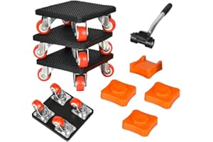 WDKXCN 4 Stück Sollevatore Mobili Pesanti, Sollevatori per Mobili Può Ruotare a 360°, Max Carico Fino a 400kg, con asta di prolunga da 63 cm, Solleva Mobili per Divano, Frigorifero, Lavatrice