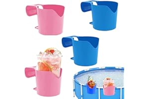 4 Stück Getränkehalter Pool, FORMVERSITY Getränkehalter Poolrand Aus Kunststoff Pools Zubehör, Swimming Pool Drink Holder Poolside Drink Hanging Cup Holder Pools Gadgets Blau und Pink