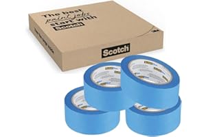 ScotchBlue Ruban de Masquage de Peinture Multi-Surfaces, 48 mm x 41 m, 4 Rouleaux- Scotch Ruban Adhésif Polyvalent pour Travaux de Peinture et Décoration, Intérieur et Extérieur, 70% PEFC