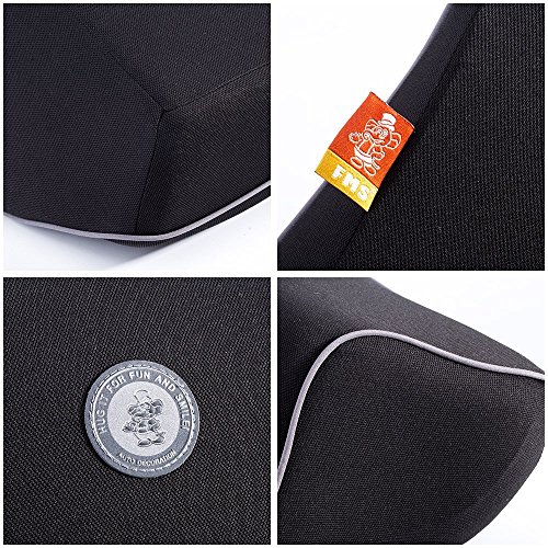 FMS Auto Nackenkissen Kopfkissen, Memory-Schaum Autokissen und zervikales Kissen mit entfernbarer Abdeckung für Autositz (Schwarz) - 3