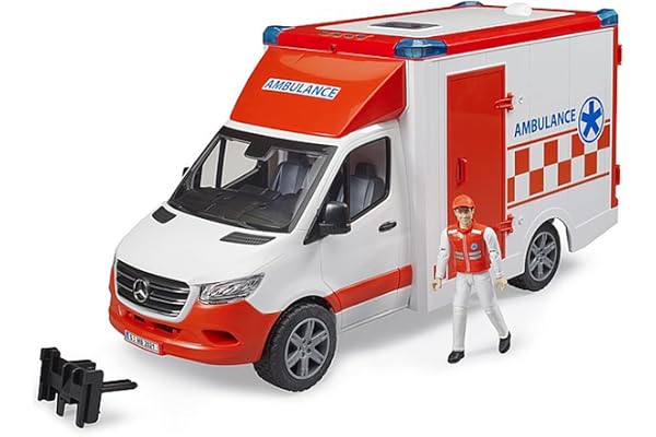 bruder 02676 - Mercedes Benz Sprinter Ambulance module son et lumière intégré, véhicule d'intervention, ambulance