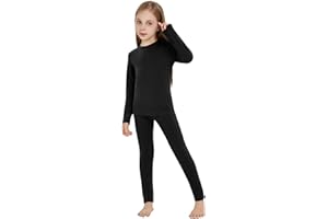 Woolcano Ensemble Thermique Enfant 100% Laine Mérinos, Haut et Pantalon Chauds pour Hiver, Ski, Patinage & Neige