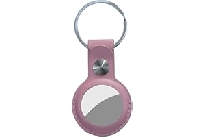 ZHAOCO Funda para AirTag Cuero Genuino, Cubierta Protectora con Llavero Anillo, Anti-Arañazos - Rosado 2