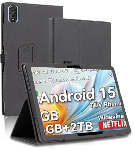 Funda para Blackview Mega 2 12 Pulgadas Tablet 2025 yystao Soporte Delgado con Diseño Triple Plegable Funda Protectora Dura Compatible con Blackview Tablet Mega 2 Negro
