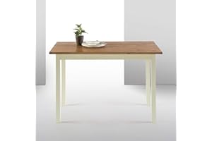 Zinus Becky Dining Table 114x74x71 cm - Wooden Dining Table - Farmhouse Style Kitchen table - White and Brown