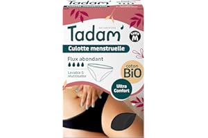 Tadam' - Culottes de règles en Coton Bio - Flux Abondant - Protection Sure & Confortable - Culotte Menstruelle Lavable et Réutilisable - 12h de Protection - Taille M