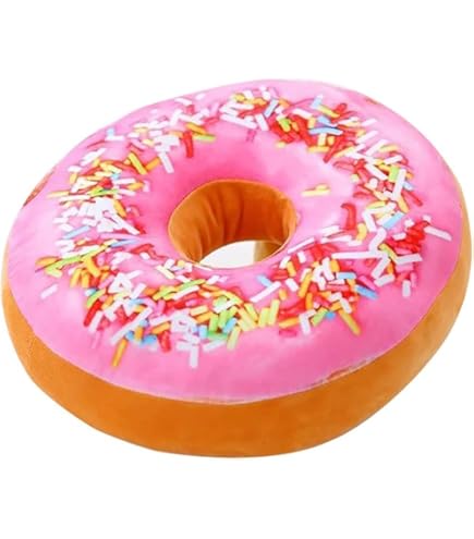 United Labels Donut Kissen rund, Kopfkissen 40 cm, Sofakissen Rosa, Plüsch Dekokissen, lustiges Geschenk für Kinder und Erwachsene