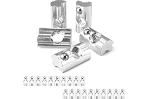 WJUAN Kit di scanalature a sfera da 20 pezzi Dadi scorrevoli a 8 dadi con set di dadi con scanalatura a T a sfera caricata a molla, profilo in alluminio con supporto per pannello solare 40x40