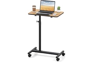 ‎GYMAX GYMAX höhenverstellbarer Betttisch auf Rollen, Pflegetisch mit 360° neigbare & drehbare Tischplatte, Laptoptisch, Krankentisch, Beistelltisch für Pflegebett oder Krankenbett (Grau + Schwarz)