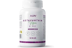 HSN ESSENTIALS Astaxantina de HSN | Dosis Diaria 8 Mg | 120 Cápsulas Vegetales Oleorresina rica en astaxantina del alga Haematococcus pluvialis | Con Vitamina A y E | No-GMO, Vegano, Sin Gluten