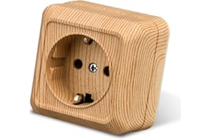 WESA Enchufe de Pared para Montaje en Superficie, Juego de Enchufes Eléctricos Interiores 250 V AC 16 A, Grano de Madera Con Toma de Tierra