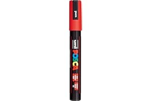Uni-Ball 182521 - Marqueur POSCA PC-5M, avec pointe ogive 1.8 - 2.5 mm, rouge, 1 pièce