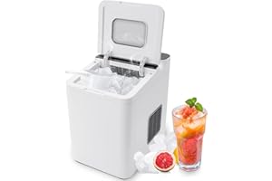 RELAX4LIFE Machine à Glaçons 15kg en 24H Auto-Nettoyage, Machine à Glaçons de Comptoir 9 Glaçons en 6-8 Min ICE Maker pour Bar Bureau Maison, Panneau de contrôle LED, 32x23x32,5cm(Blanc)