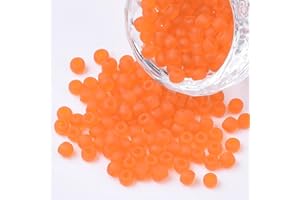 Handicraft Emporium 8/0 Frosted Round Glass Seed Beads | 4mm | Orange