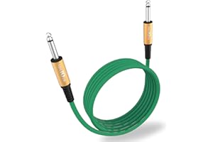 Augioth Guitar Cable 2Meter, Stage Electric Instrument Bass Cable AMP Cord 1/4 Straight to Straight Green