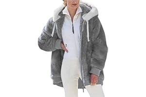 KHIRVWL Offerte Lampo del Giorno Giacca Invernale Pile Donna Taglie Forti Cappotto Sherpa Teddy Giacca Sci Felpa con Cappuccio in Peluche Cerniera Coulisse in Più Colori Cappotti Calda Ampia Confortevole
