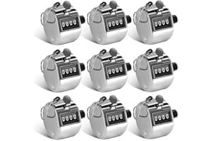 Abiyou 9 Pcs Contador Manual Mecanico,Metálico Contador de 4 Dígitos,Contador Manual Digital,Contador de Mano Mecánico,Contador Manual de 4 Dígitos,para Registro Estadístico,Fiestas,Escuelas