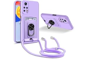 JMstore Funda Silicona Cuerda Compatible con Xiaomi Redmi Note 11/Note 11S (6.43"),Protección de la cámara Funda, Anillo Soporte magnético de Hierro+Ranura para Tarjeta-Púrpura