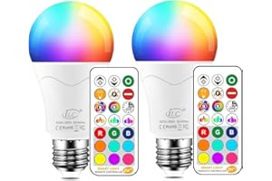 iLC Bombillas Colores RGBW 85W Equivalente LED Bombilla Regulable Cambio de Color Edison 12W E27 - RGB Control remoto Incluido