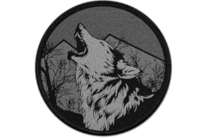 COPYTEC Parche Lobo Cara Montañas Paisaje Ilustración Solitaria Velcro Uniforme #38351