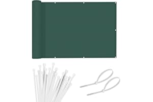 Sunnylaxx Balcony Privacy Screen 80x900 cm Fence Screen for Balcony and Patio, Balcony Cover, PES(170g/㎡) Water-Repellent Wind Protection, with Rope and Aluminium Eyelets customisation Green