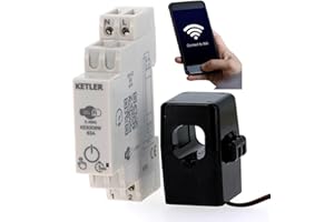 KETLER - KE6309W : Compteur électrique modulaire - Monophasé 63 A par TC - WIFI - Mesure directe - Compatible SMART LIFE et TUYA