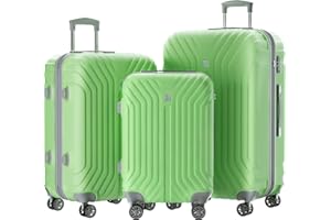 AnyZip Kofferset 3 Teilig Hartschalenkoffer Leicht PC+ABS Erweiterbar Reisekoffer Rollkoffer mit TSA Schloss und 4 Rollen (LichtGrün, Set)