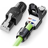 LEENUE RJ45 CAT 6A Toolless Connector, 10 Gbit/s, 2 Pack, Black | Gold RJ45 connectors for Cat 6A Cat6 installation cable, co