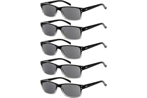 Eyekepper Mens Vintage Reading Glasses-5 Pack Include Reading Sunglasses for Men Outdoor Reading,Reader Eyeglasses Women (, 5pcs ALL GREY LENS)