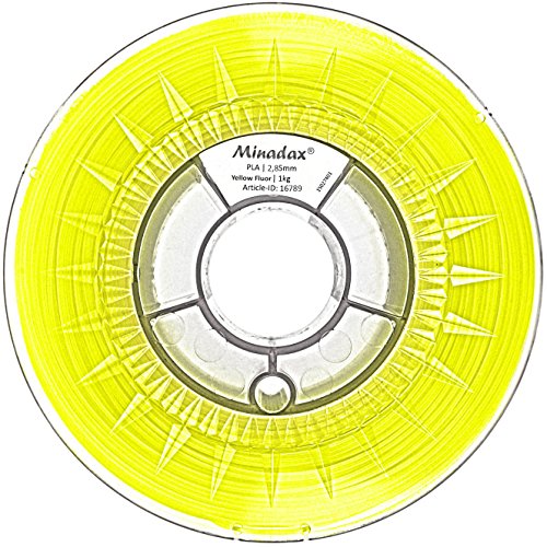 Minadax® 1kg Premium Qualitaet 3mm (2,85mm) PLA-Filament gelb fluoreszierend mit UV-Licht fuer 3D-Drucker hergestellt in Europa - 2