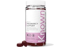 Known Soutien Grossesse Gummies avec 400mcg Acide Folique – Saveur Framboise – Complément Gommes Végan Multivitamines Prénatales avec Vitamin D3, K, C, E, B12, Biotine & Zinc – Cure 1 Mois