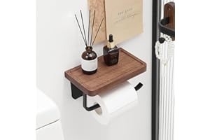 THATSRAD Toilettenpapierhalter Toilettenpapier Halterung Holz Klorollenhalter Wandmontage Rollenhalter WC Papier Halterung Toilettenpapierhalterung mit Konkave Ablage Klopapierhalter für Bad Küche